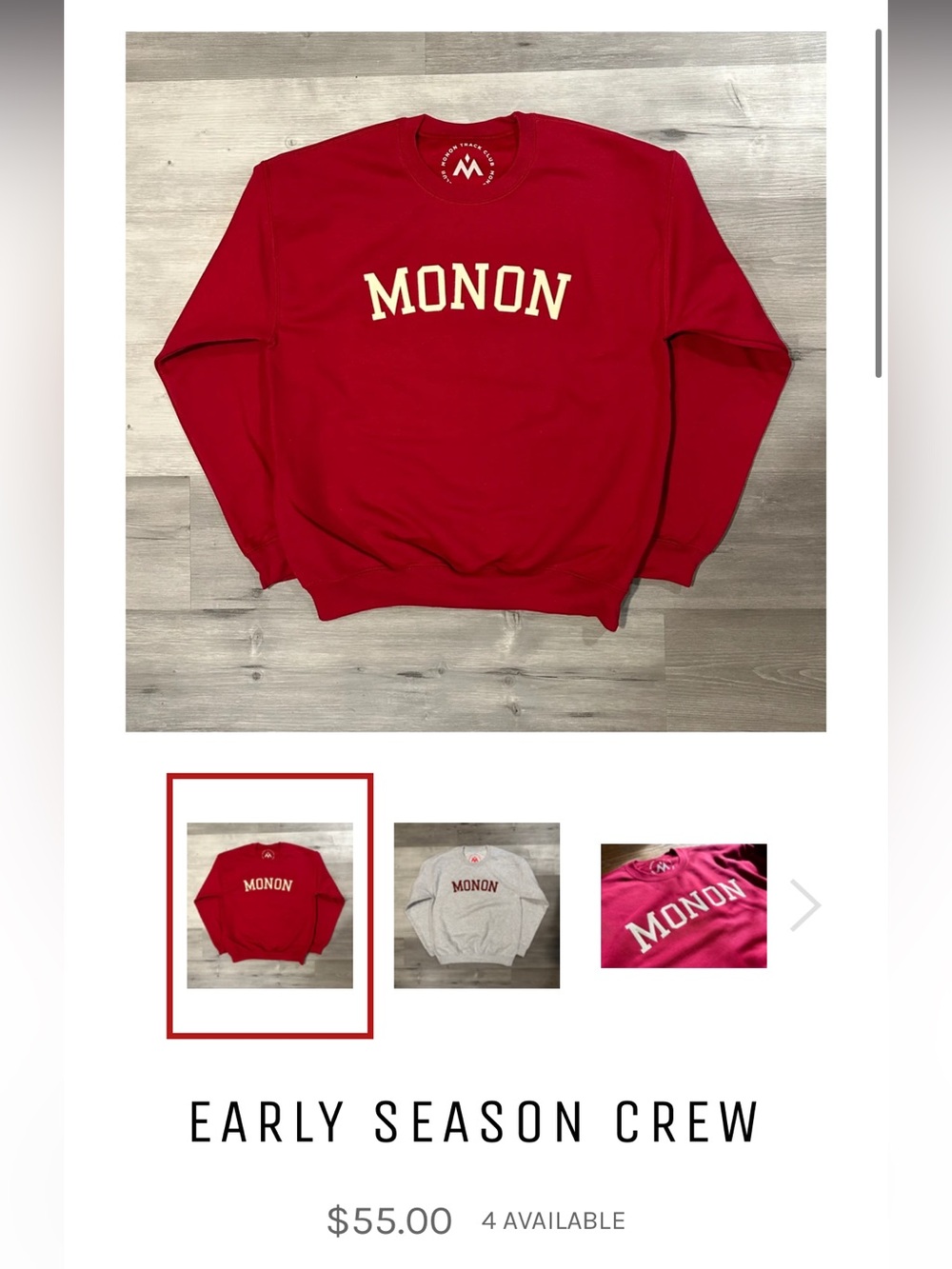 Men's Crewneck Sweatshirt in Burgundy with Cream Lettering
